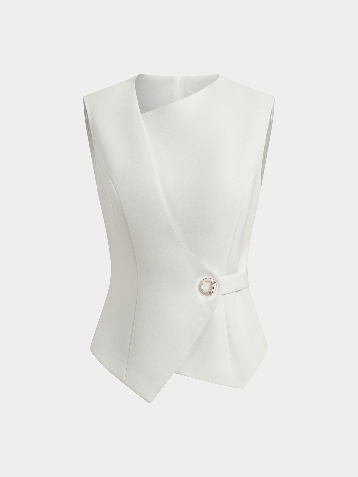 Asymmetric Buckle Waist Sleeveless Vest Adjustable Fit Comfort Style