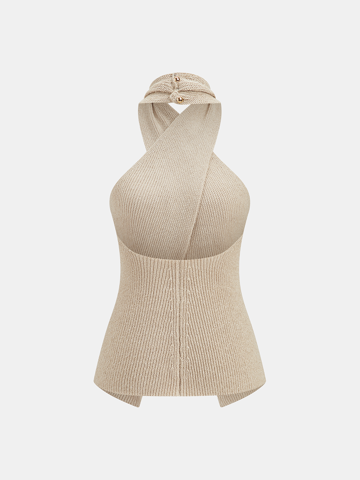 Crisscross Halter Knit Sleeveless Top for Women Summer Casual