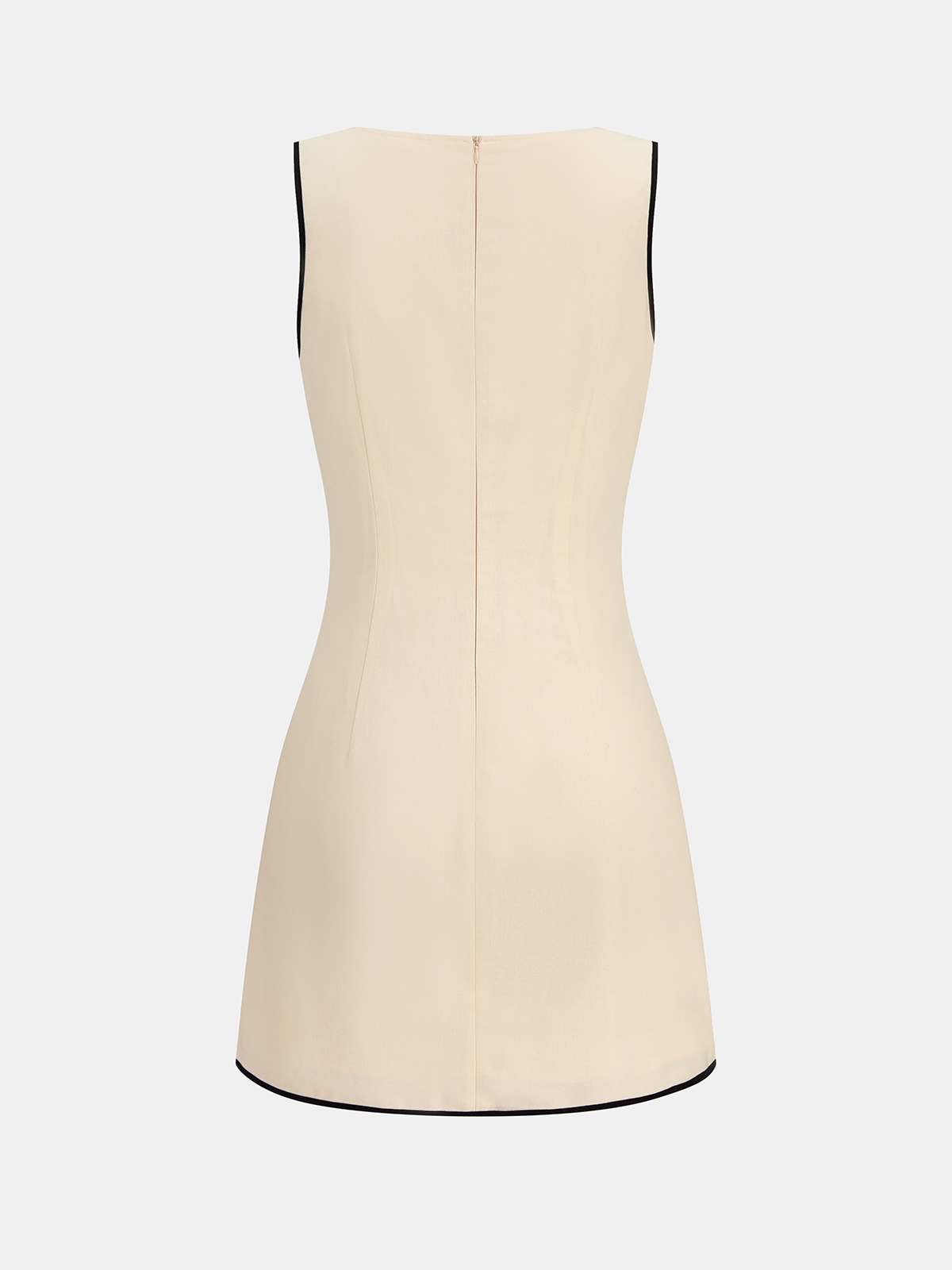 Linen Blend Contrast Piping Sleeveless Mini Dress Women's Summer Casual Fashion