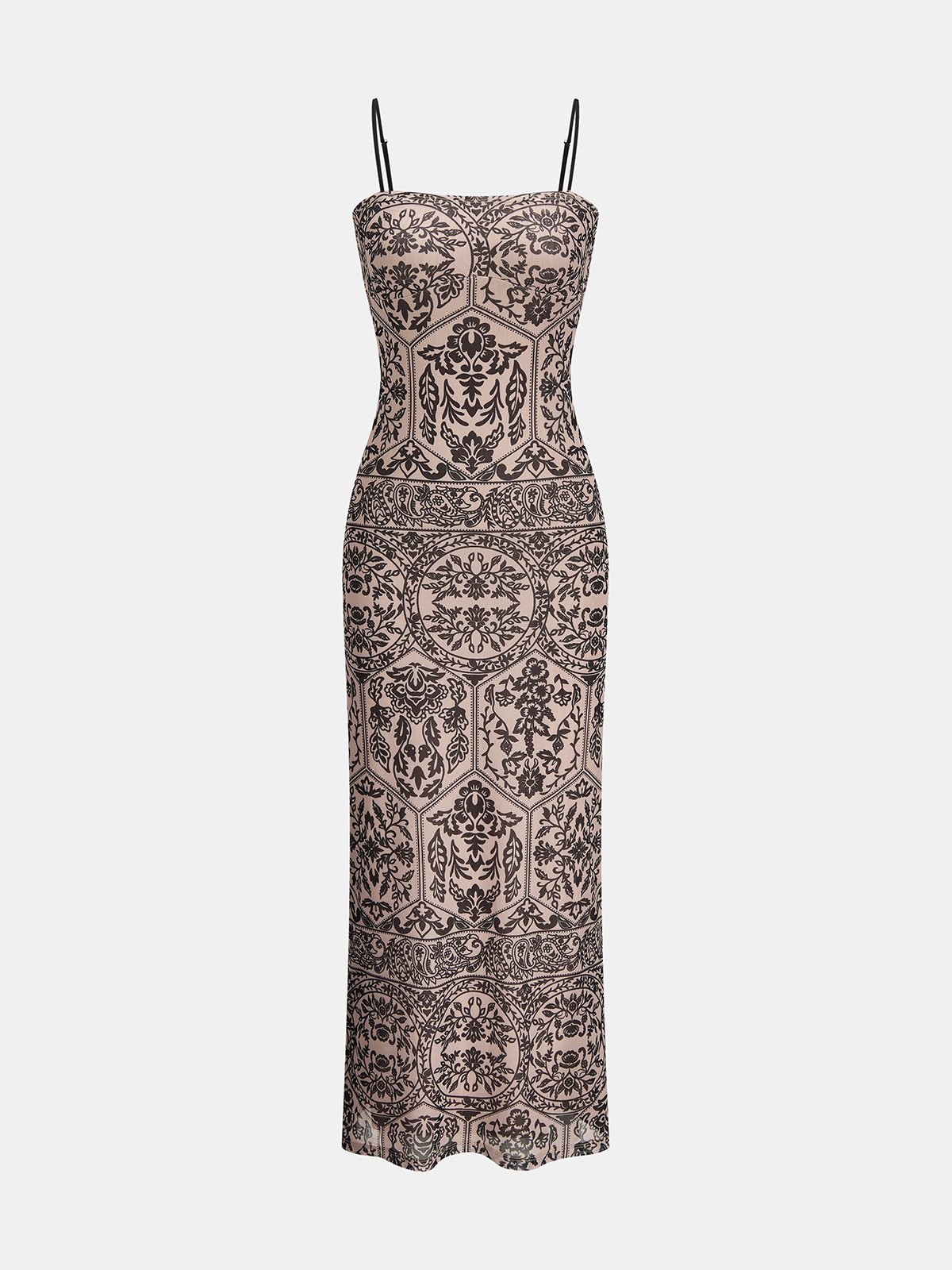 Printed Cami Maxi Dress with Adjustable Straps and Side Slits
