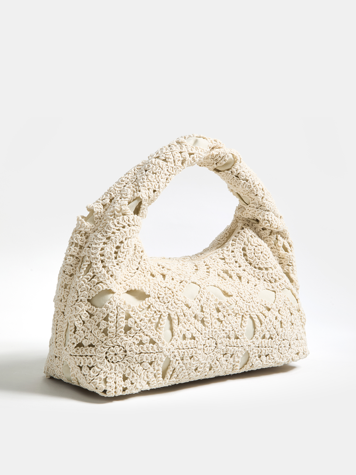 Crochet Hollow Handheld Hobo Bag Lightweight Stylish Summer Accessory