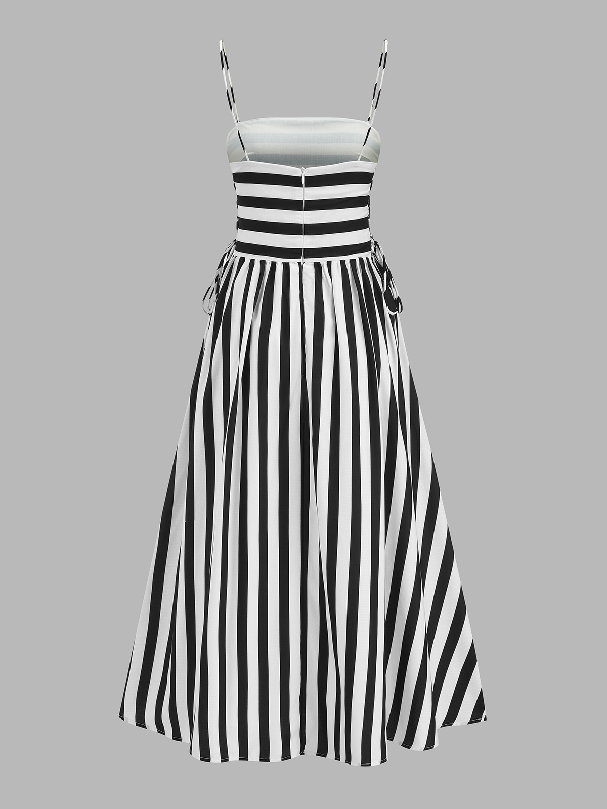 Striped Cami Lace Up Side Sleeveless Maxi Dress with Adjustable Straps