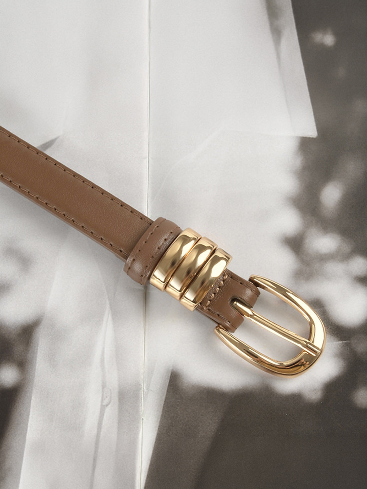 Slim Metal Buckle Genuine Leather Belt for Casual Wear