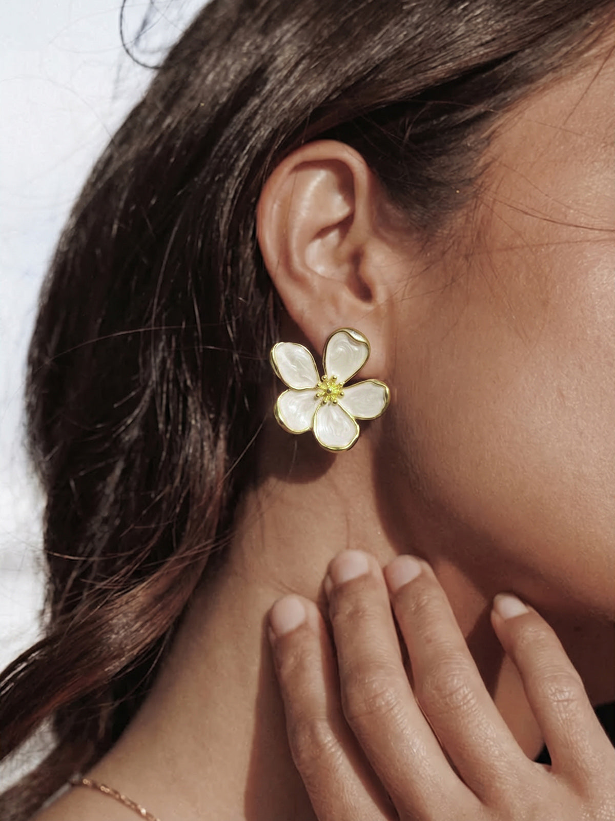 Large Flower Stud Earrings, Elegant Floral Statement Jewelry Design for Women