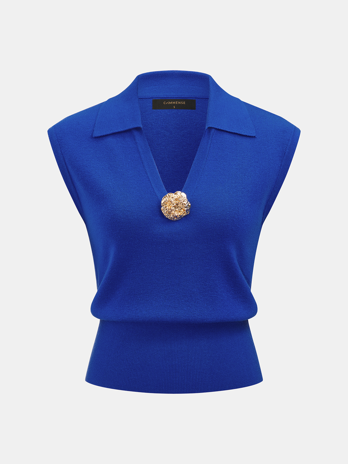 Wool Blend Collared Decorative Knit Vest, Classic Sleeveless Pullover Style