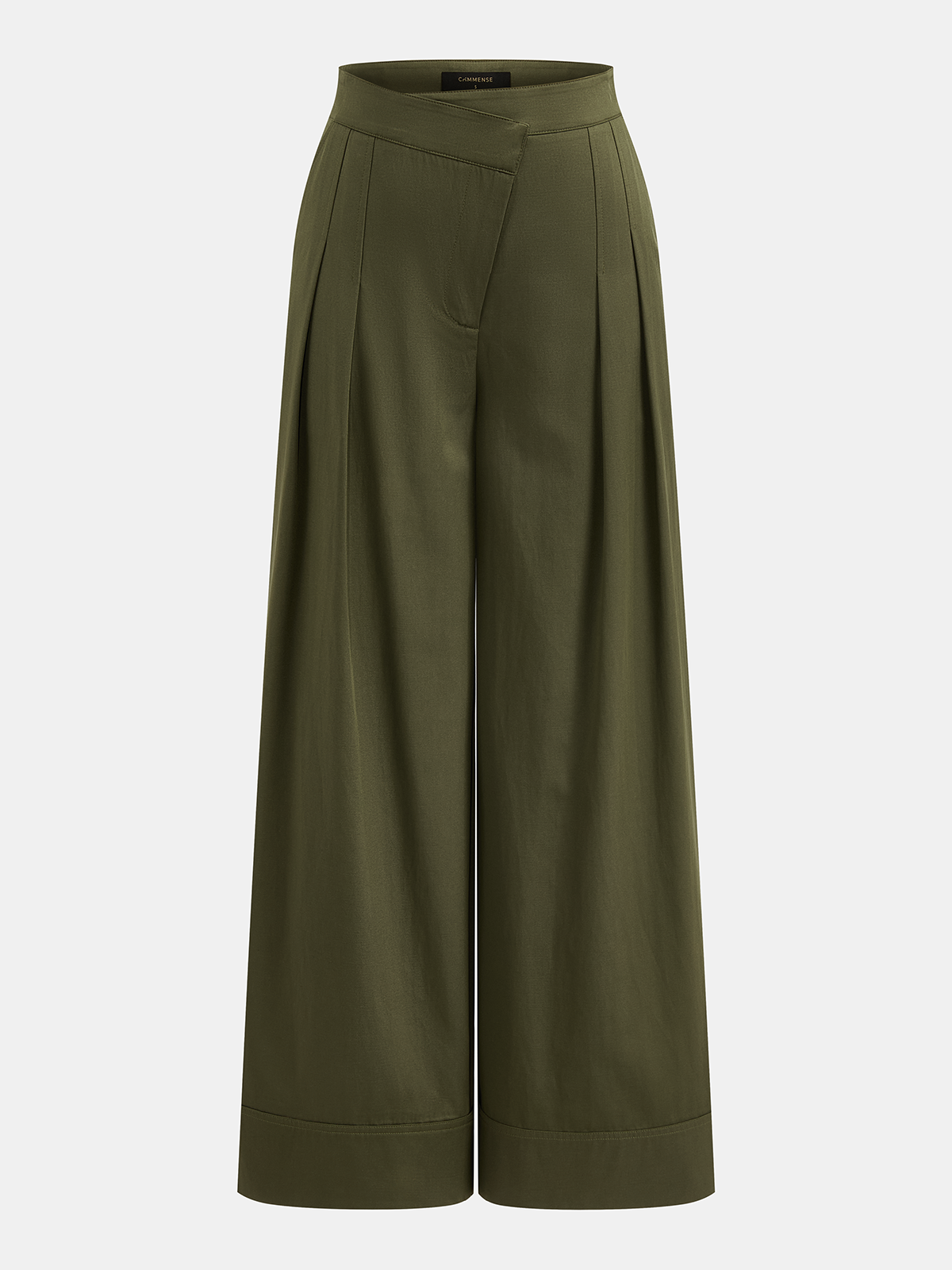 Asymmetric Pleated Wide Leg Pants High Waist Fashion Trousers