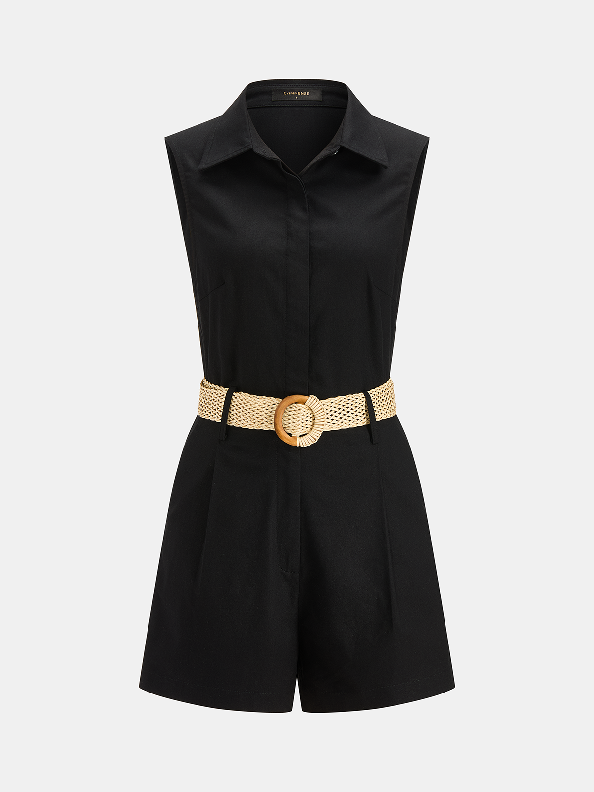 Linen Blend Belted Sleeveless Romper for Women Summer Casual