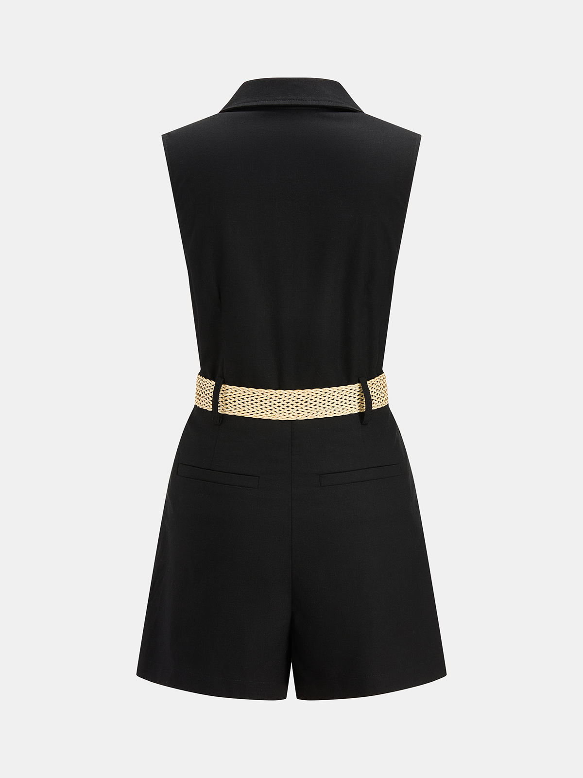 Linen Blend Belted Sleeveless Romper for Women Summer Casual