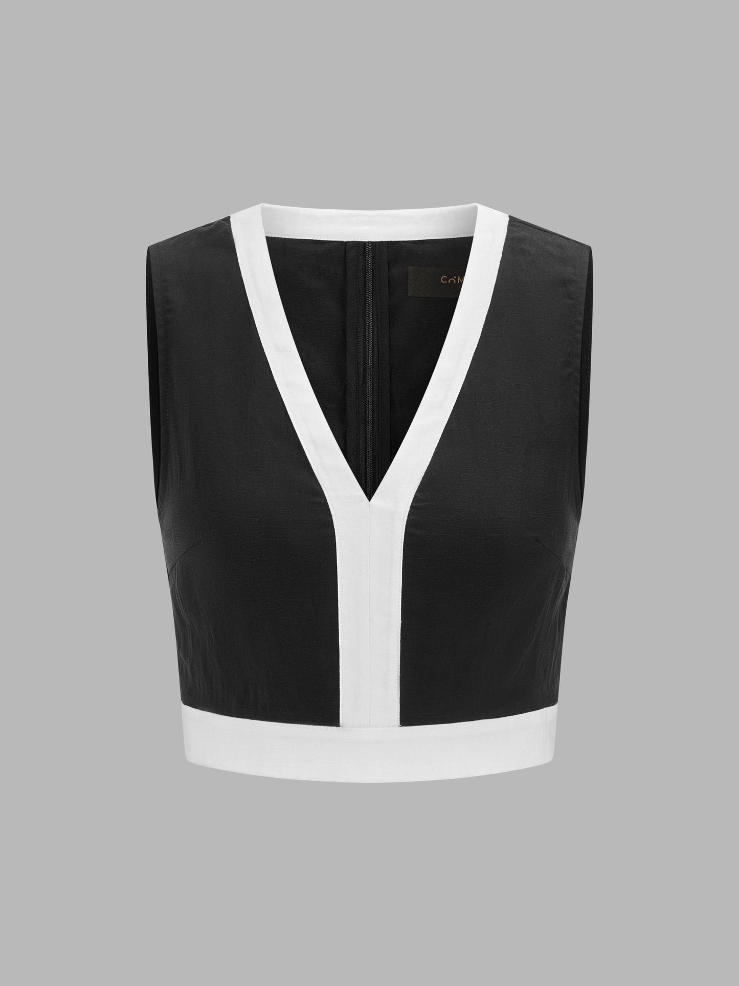 Contrast Trim Crop Top & Side Slit Midi Skirt Set for Women