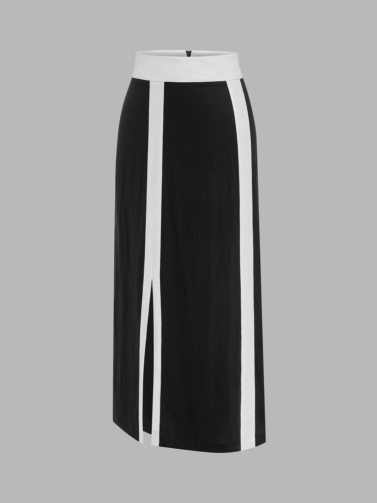 Contrast Trim Crop Top & Side Slit Midi Skirt Set for Women