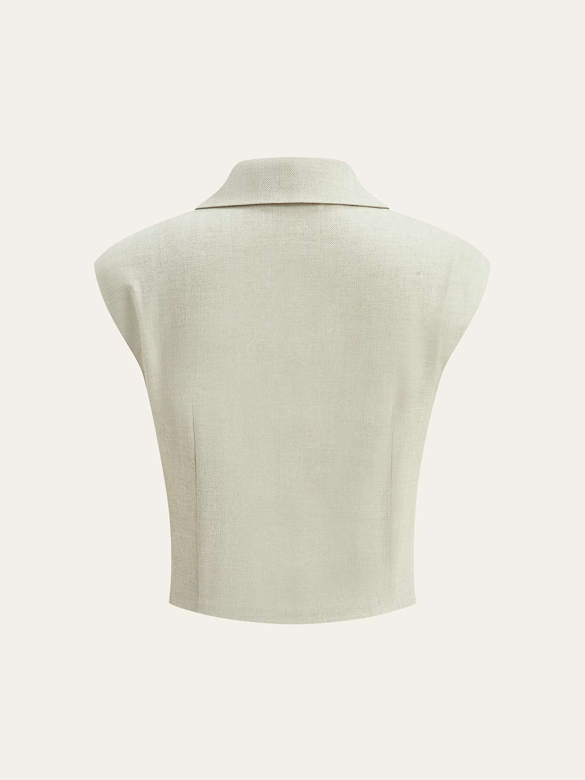 Linen Blend Cropped Blouse with Cross Wrap Detail and Tie Waist
