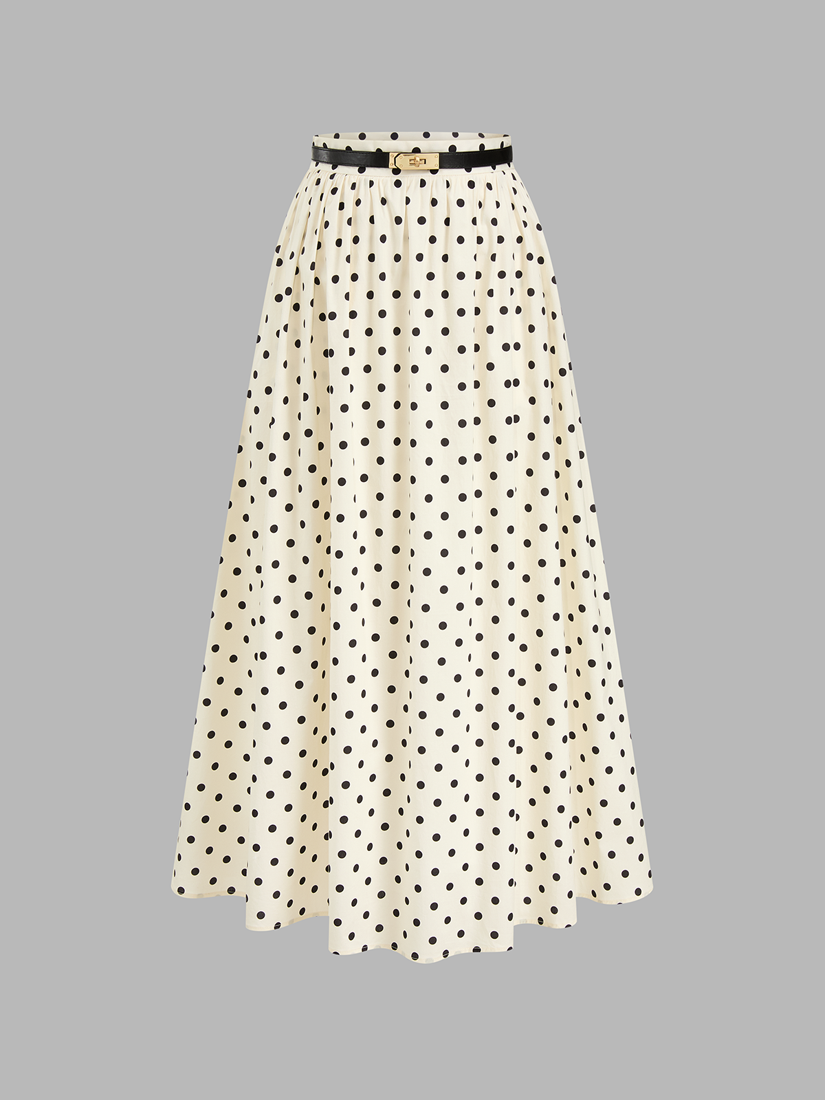 Polka Dot Belted Maxi Skirt for Women Casual Summer Wear