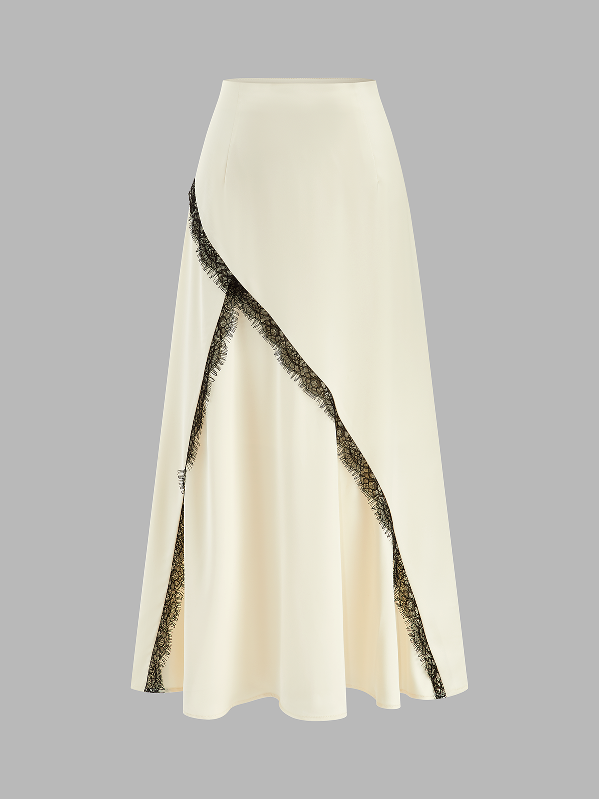 Lace Trim Satin Cowl Neck Top & Mermaid Skirt Set for Elegant Evenings