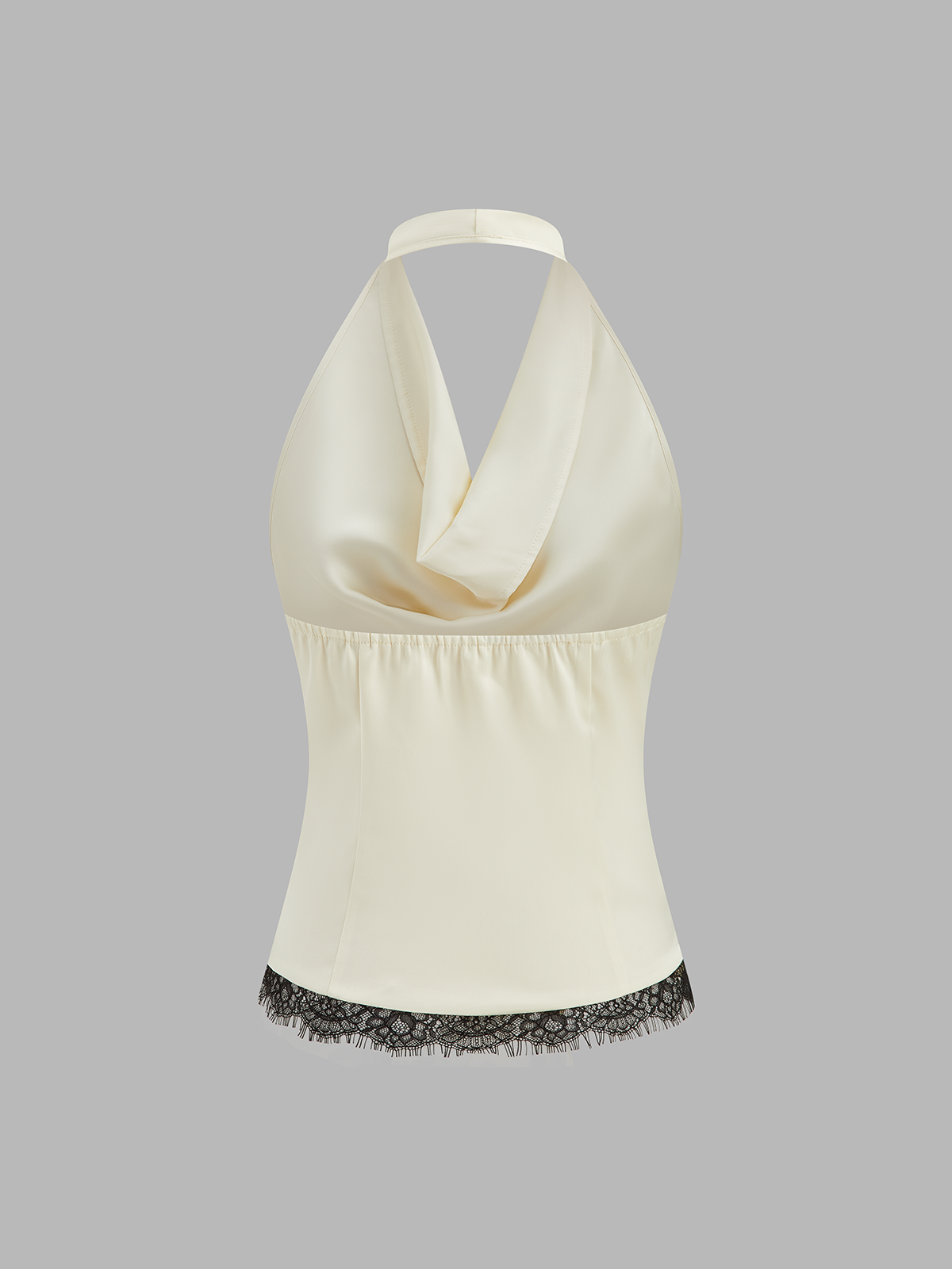 Lace Trim Satin Cowl Neck Top & Mermaid Skirt Set for Elegant Evenings