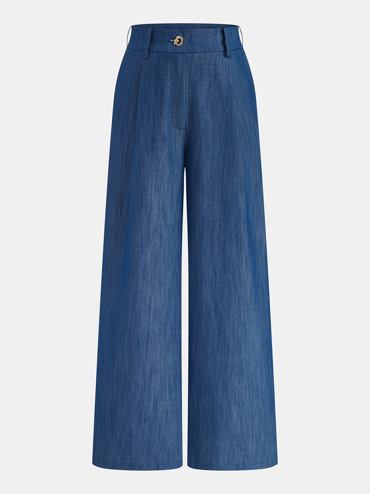 Faux Denim Halter Ruched Top & Pants Set for Women in Stylish Outfits