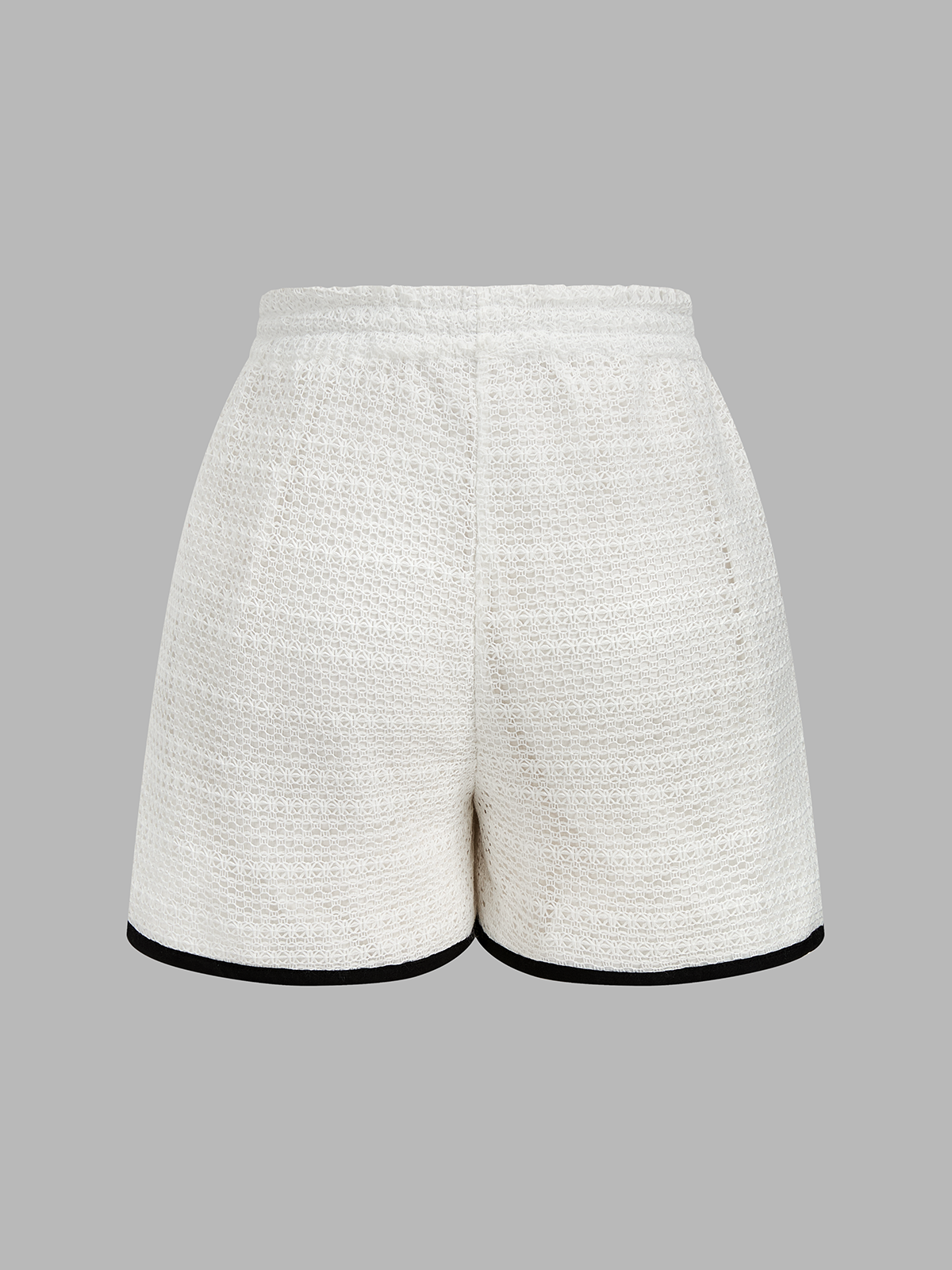 Knitted Contrast Binding Tie Front Top & Shorts Set Cozy Lounge Wear