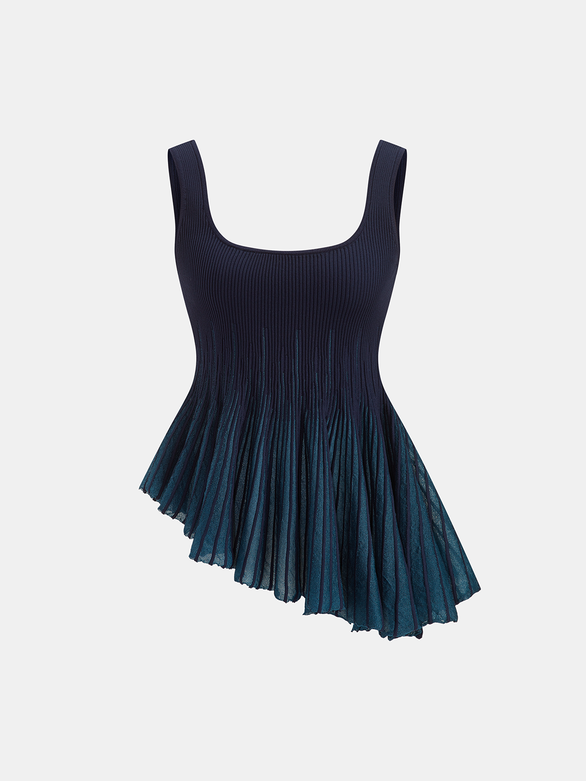Asymmetrical Ribbed Knit Peplum Tank Top for Women Summer Casual