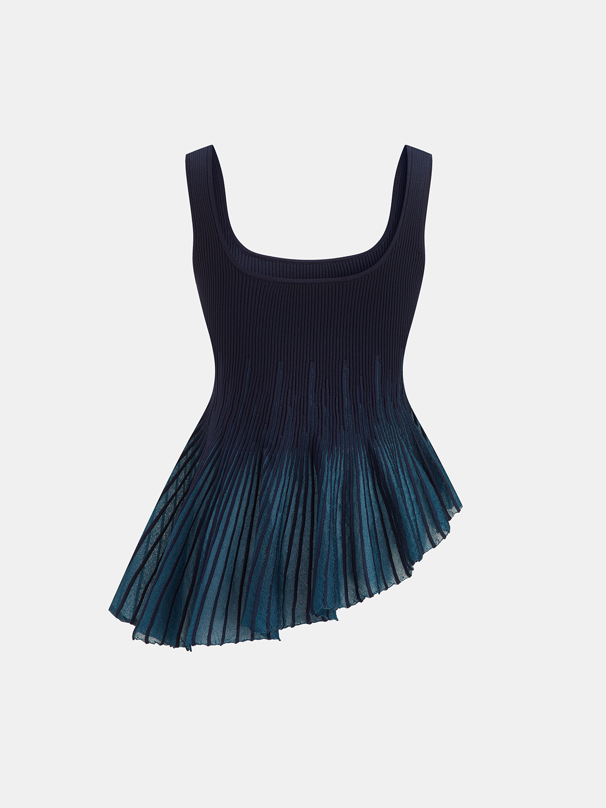 Asymmetrical Ribbed Knit Peplum Tank Top for Women Summer Casual