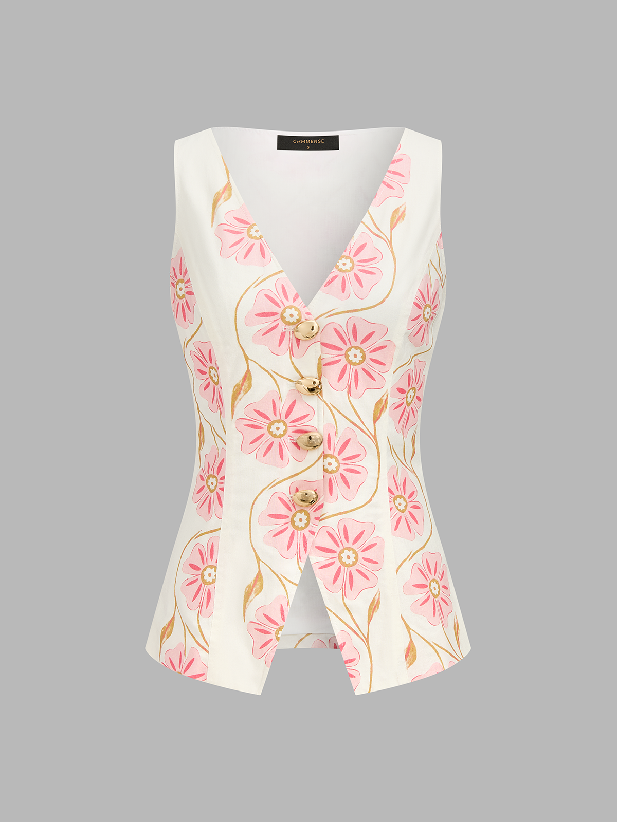 Floral Print Cotton Linen Vest & Shorts Set for Summer Wear