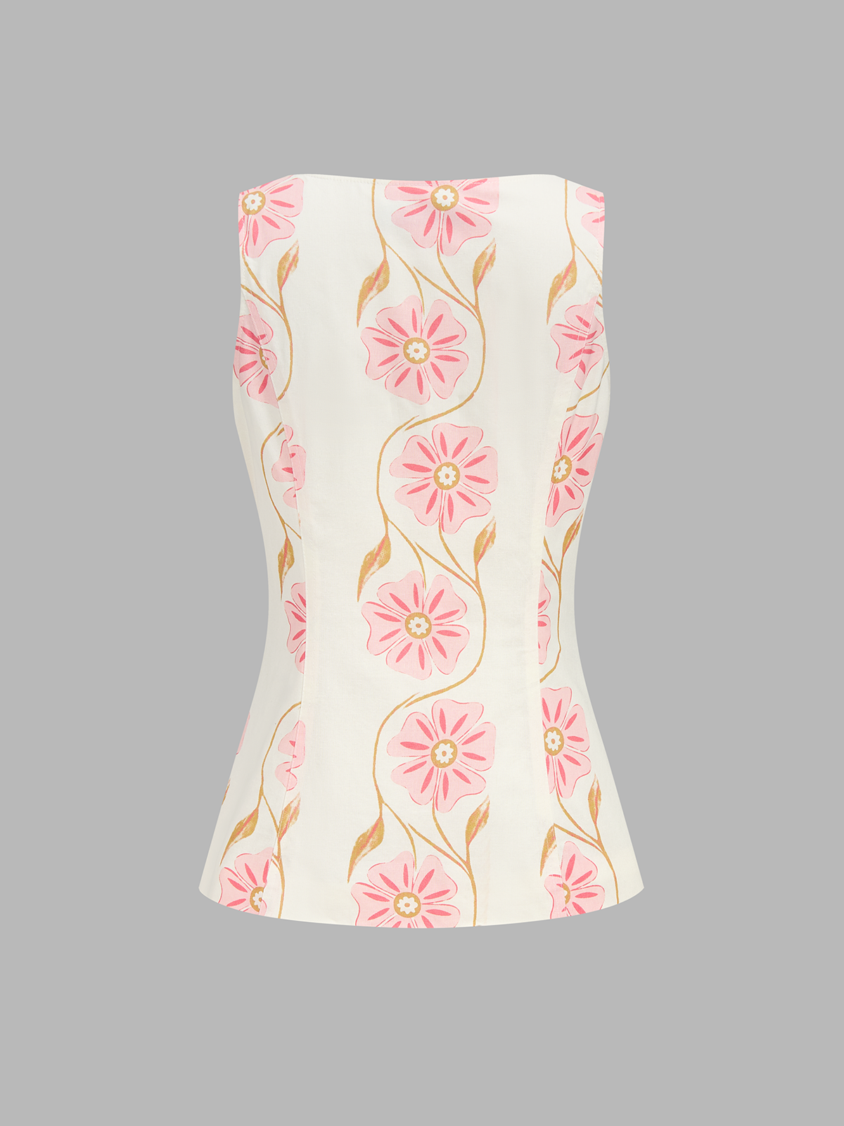 Floral Print Cotton Linen Vest & Shorts Set for Summer Wear