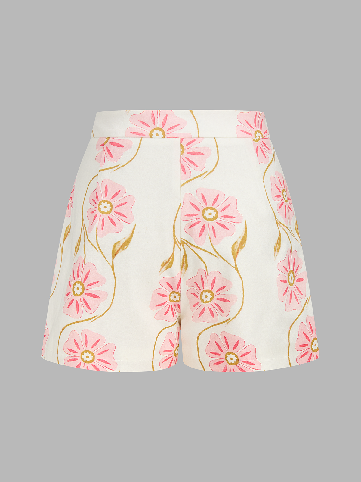 Floral Print Cotton Linen Vest & Shorts Set for Summer Wear