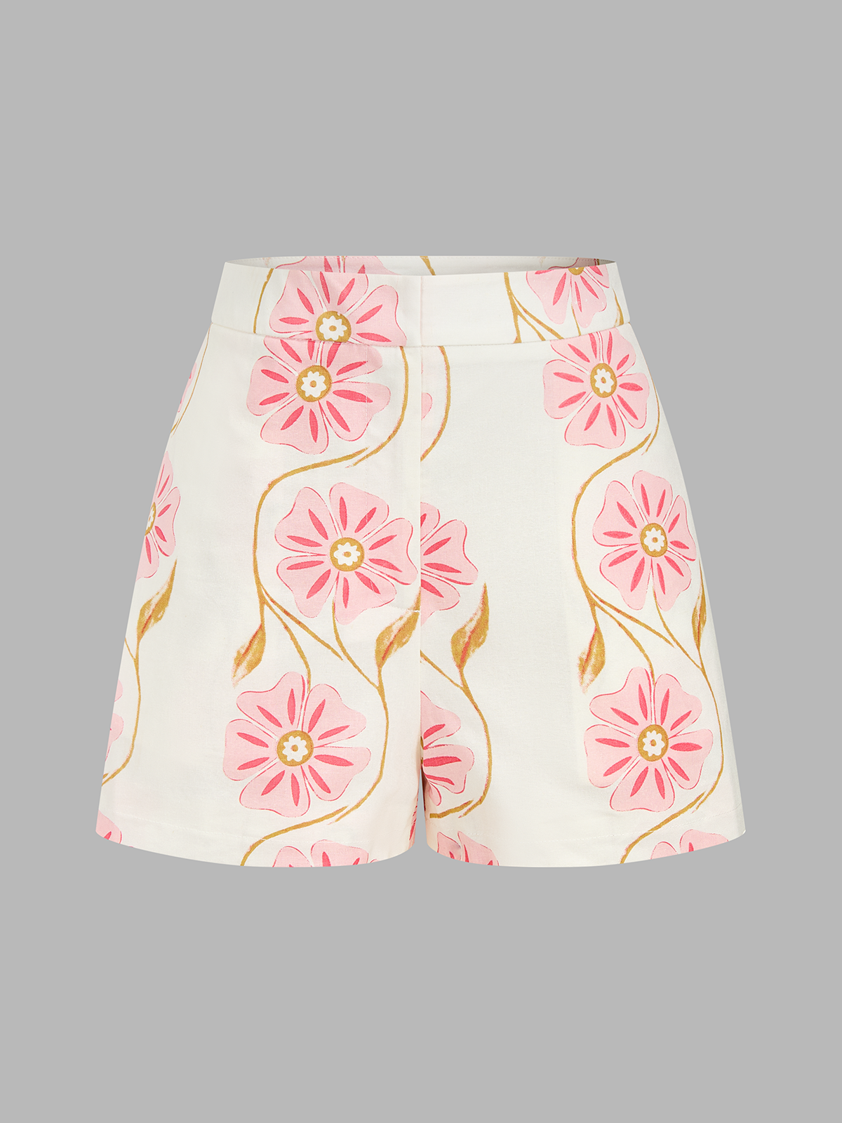 Floral Print Cotton Linen Vest & Shorts Set for Summer Wear