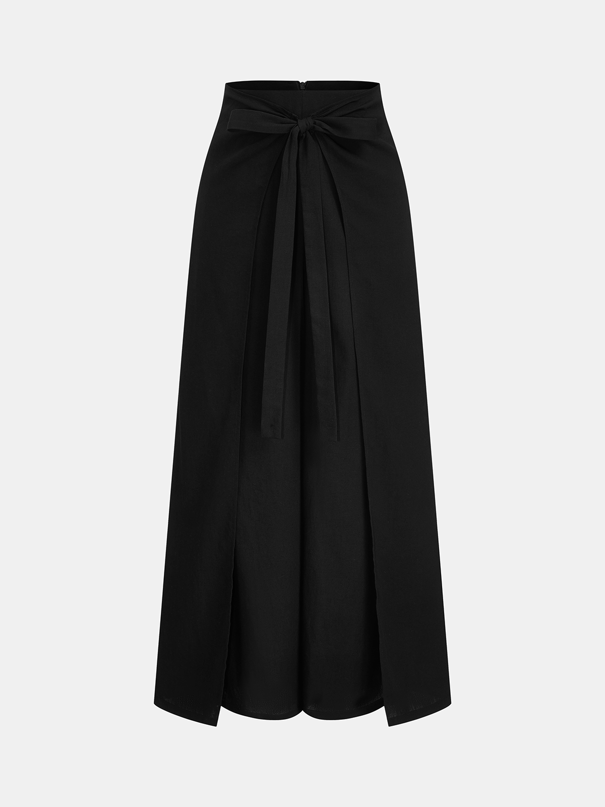 Bow Tie-Waist Side-Slit Wide Leg Pants for Elegant Evening Wear