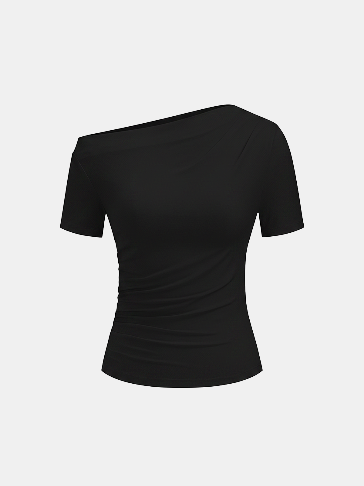 Ruched Off Shoulder Slim Short Sleeve Top for Women Casual Wear