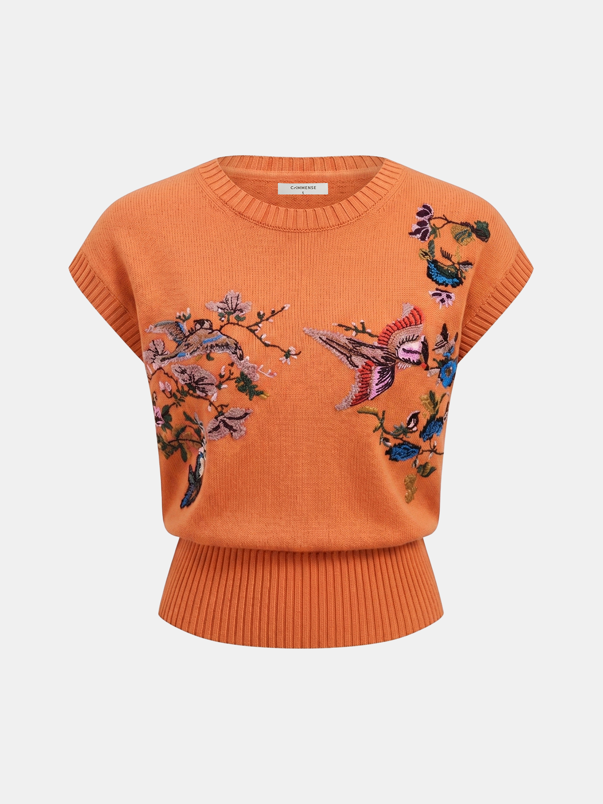 Embroidered Floral Bird Knit Vest for Women Lightweight Spring Fashion