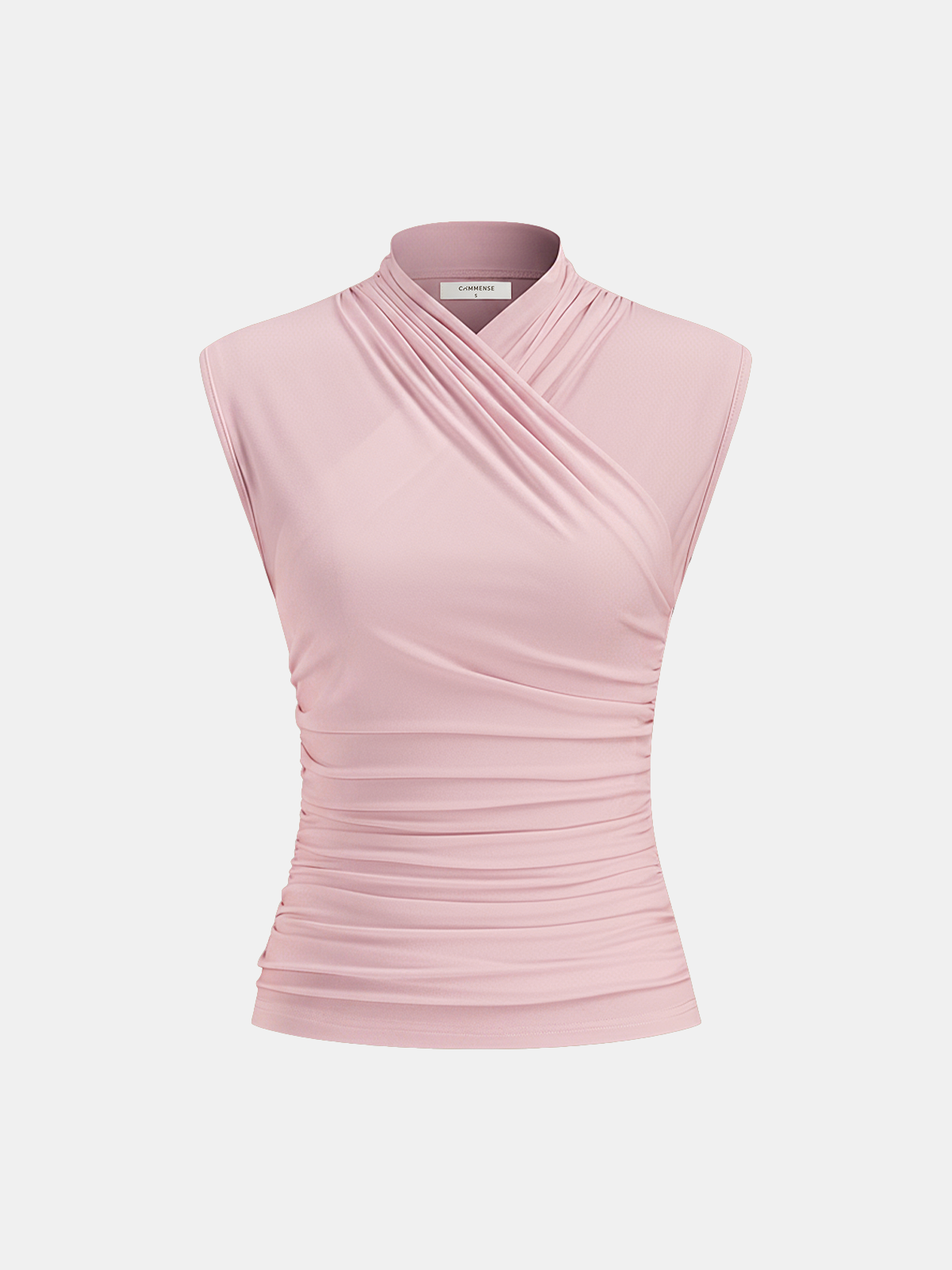Cross Neck Ruched Fitted Tank Top for Women, Summer Casual Wear