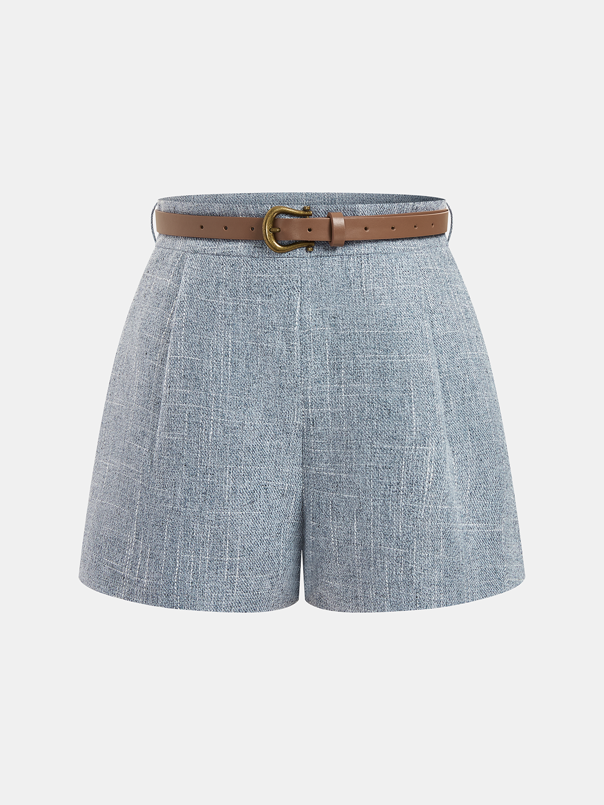 Belted Mid-Waist Casual Shorts for Women Comfort Fit
