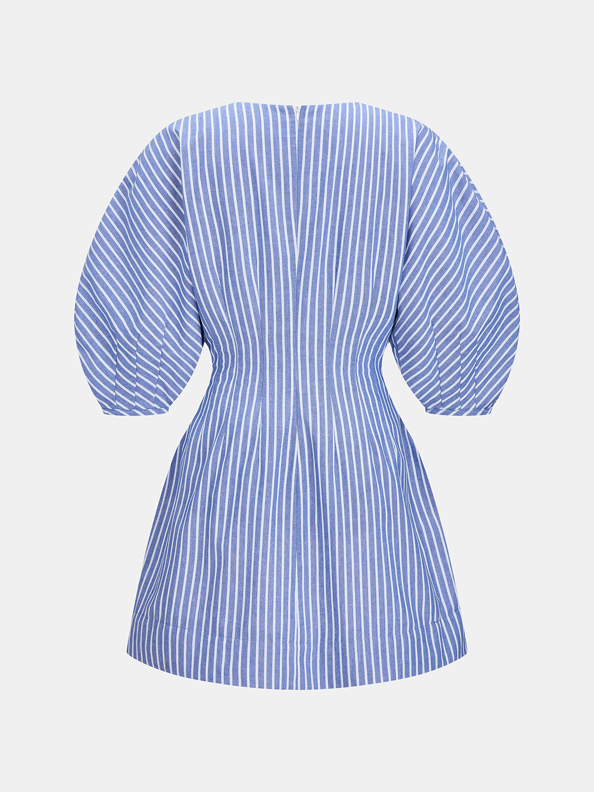 Striped Puff Sleeve Cotton Linen Mini Dress for Women Spring Casual