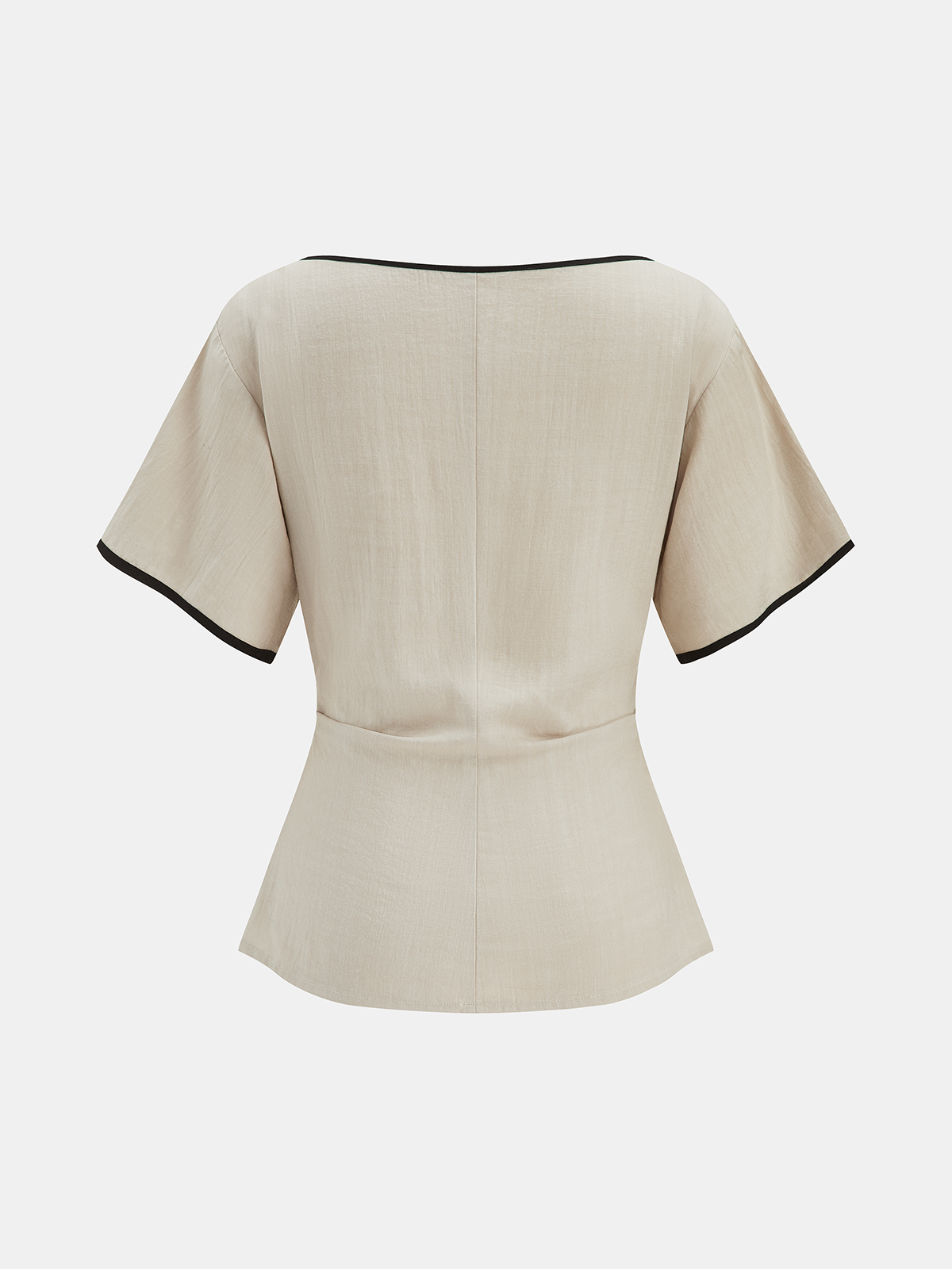 Lyocell Contrast Trim Ruched Top with Elegant Side Detailing