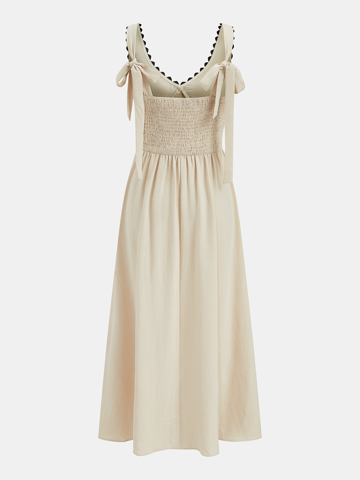 Contrast Wavy Trim Sleeveless Maxi Dress for Elegant Evening Wear