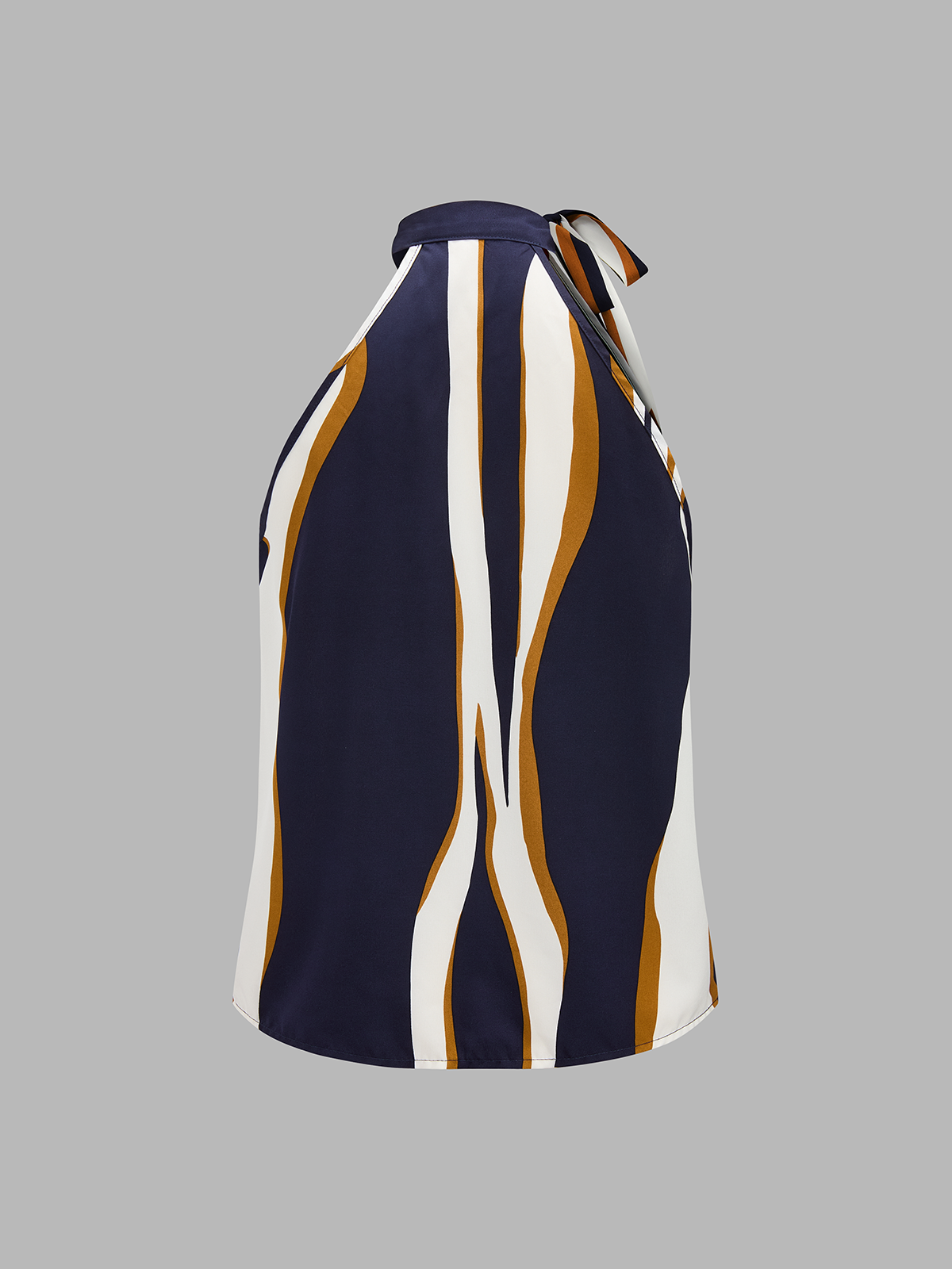 Striped Tie-Neck Top & Button Detail Shorts Set for Women Summer Outfit