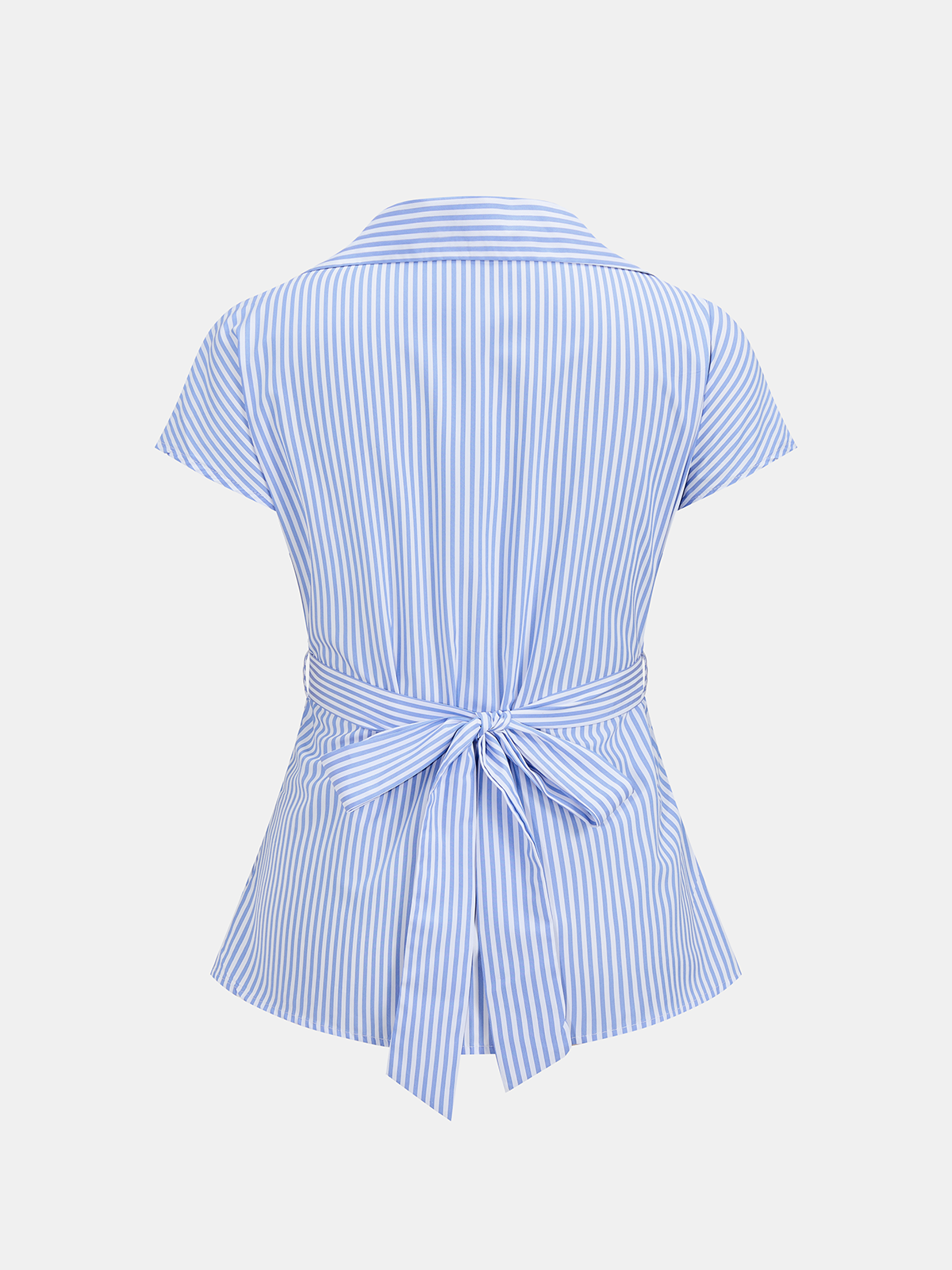 Striped Short Sleeve Wrap Tie-Back Shirt for Women Summer Casual Wear