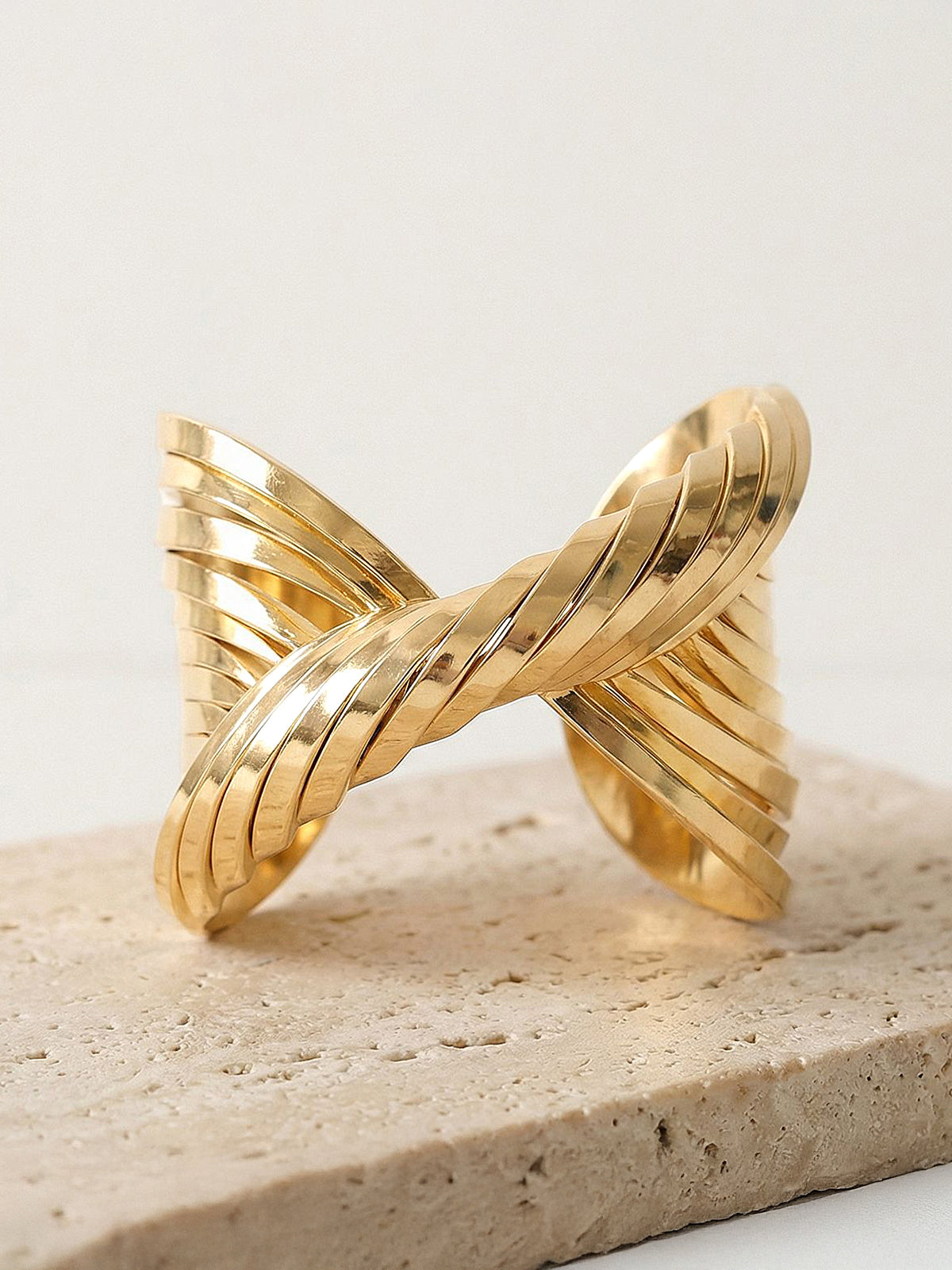 Twisted Multi Layer Cuff Bracelet, Stainless Steel Adjustable Fashion Accessory