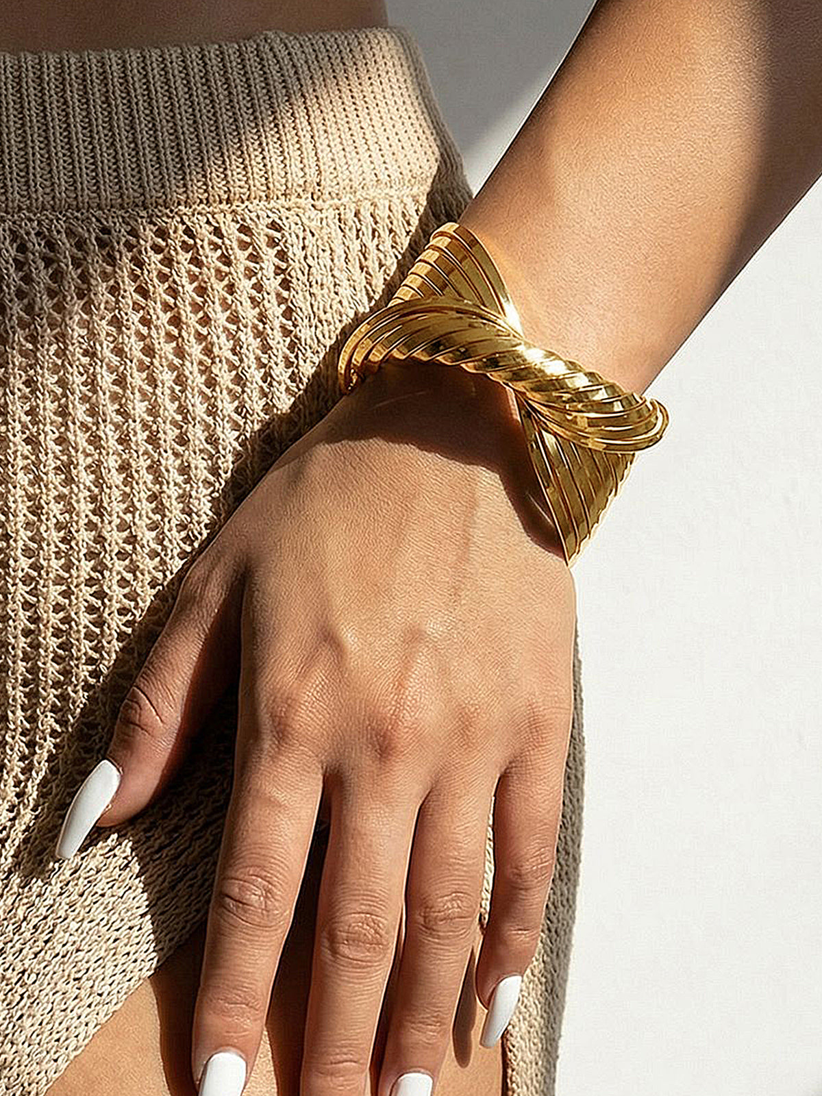 Twisted Multi Layer Cuff Bracelet, Stainless Steel Adjustable Fashion Accessory