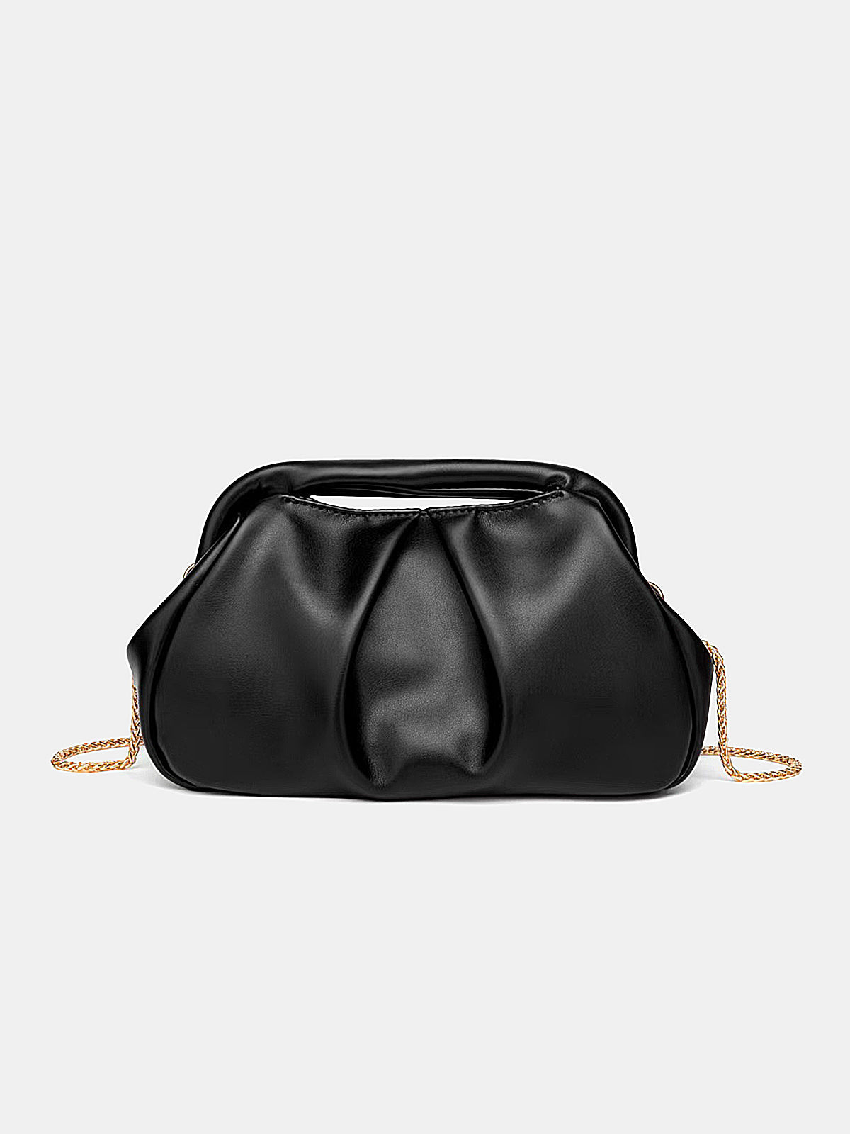 Ruched Top Handle Chain Crossbody Handbag with Adjustable Strap