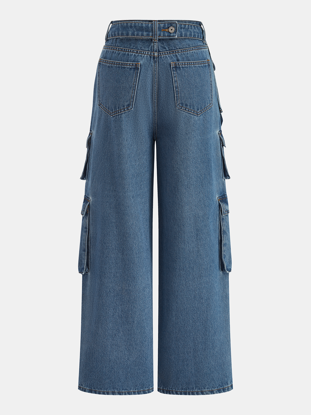 Multi Pocket Wide Leg Denim Pants for Women, Casual Style