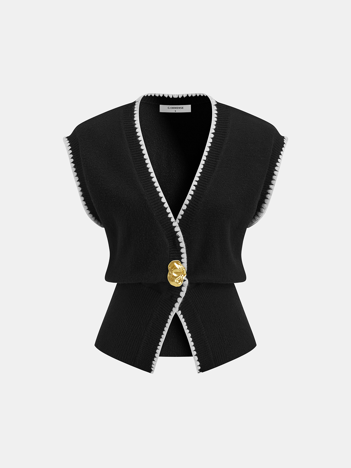 Contrast Trim Sleeveless Knit Vest - Casual Layering Essential Sweater Vest