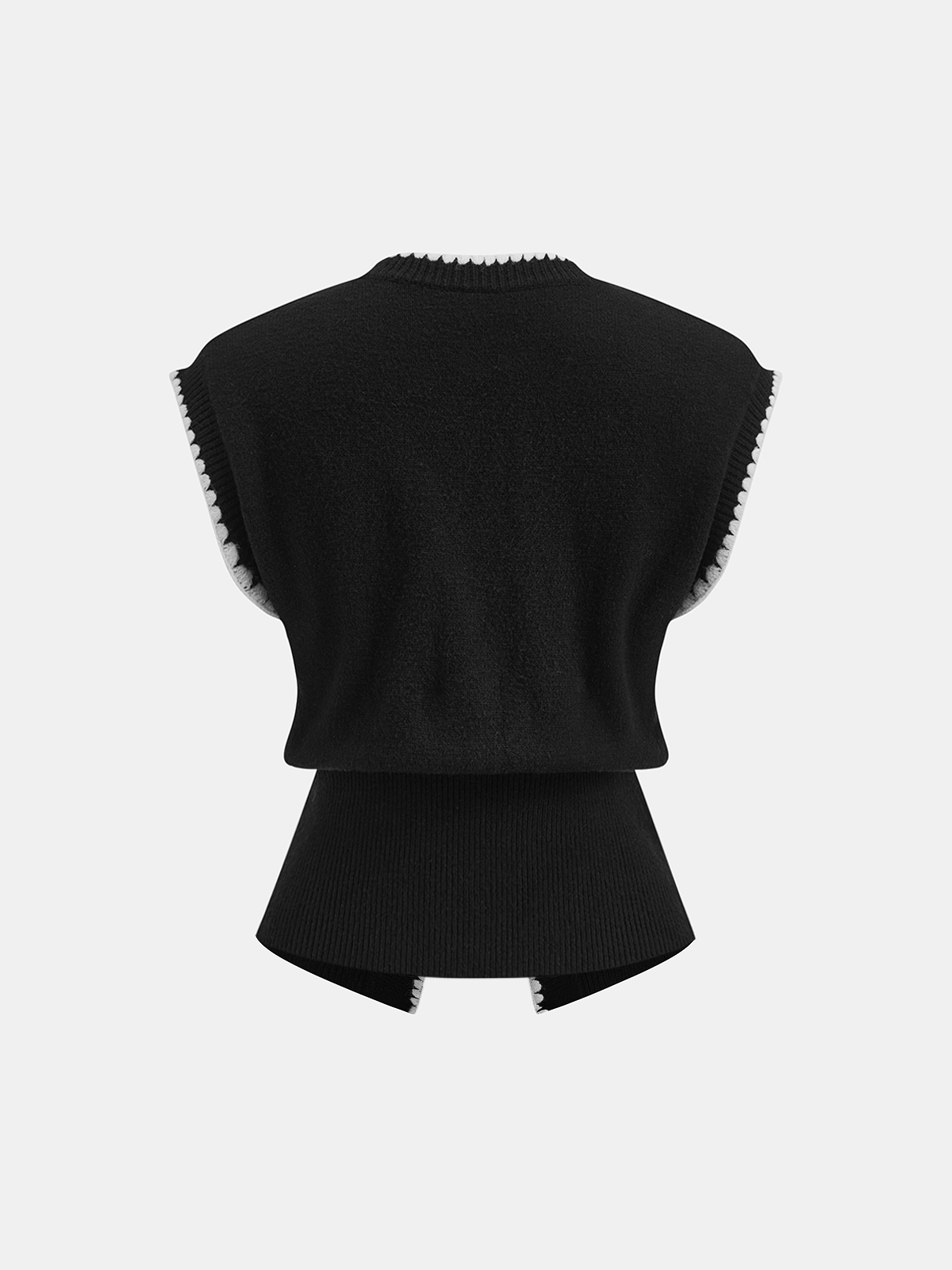 Contrast Trim Sleeveless Knit Vest - Casual Layering Essential Sweater Vest