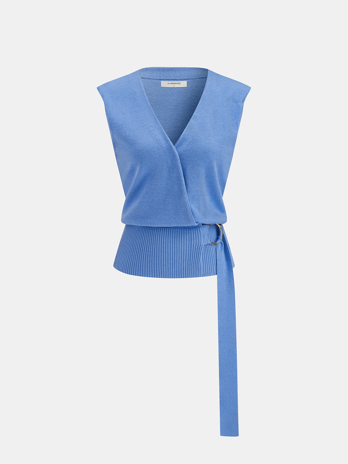V-Neck Tie Waist Knit Vest Comfortable Sleeveless Sweater Top