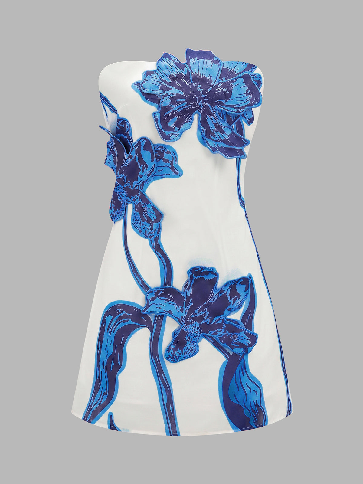3D Floral Strapless Mini Dress for Summer Weddings and Parties