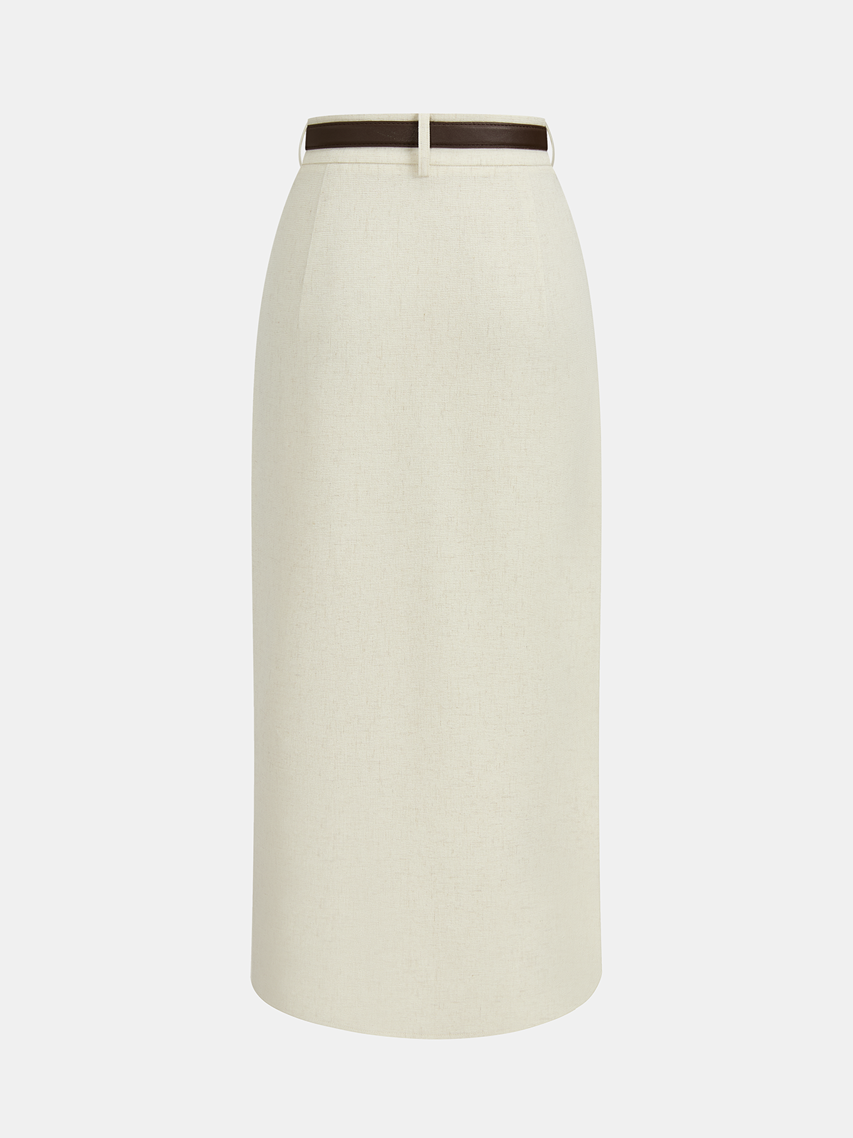 Belted Linen Blend Ruched Wrap Midi Skirt, Casual Summer Office Wear