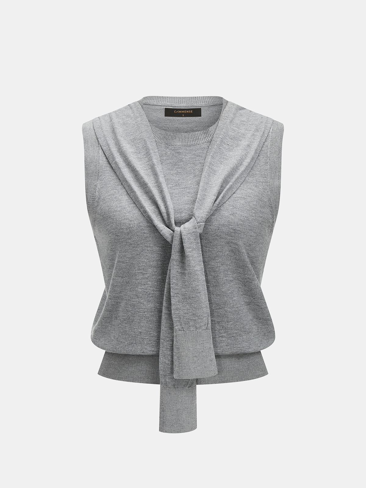 Knotted Scarf Design Sleeveless Stylish Knit Vest Top for Women