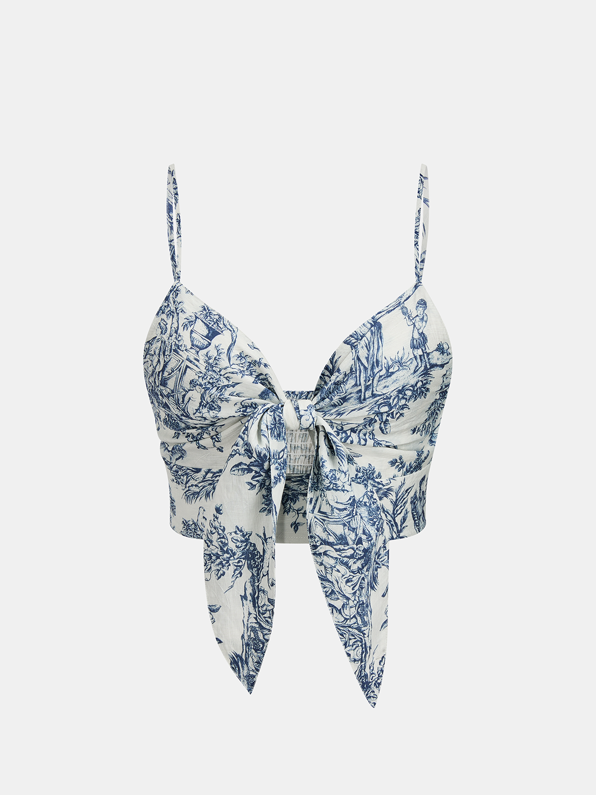 Toile Print Casual Three Piece Shorts Set for Women, Summer Outfit