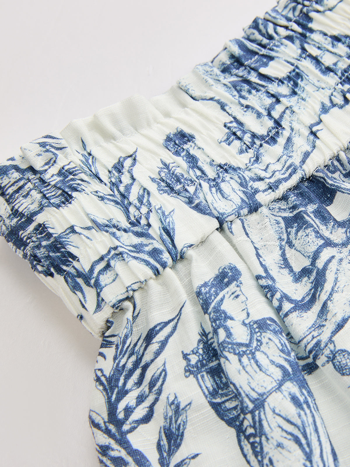 Toile Print Casual Three Piece Shorts Set for Women, Summer Outfit