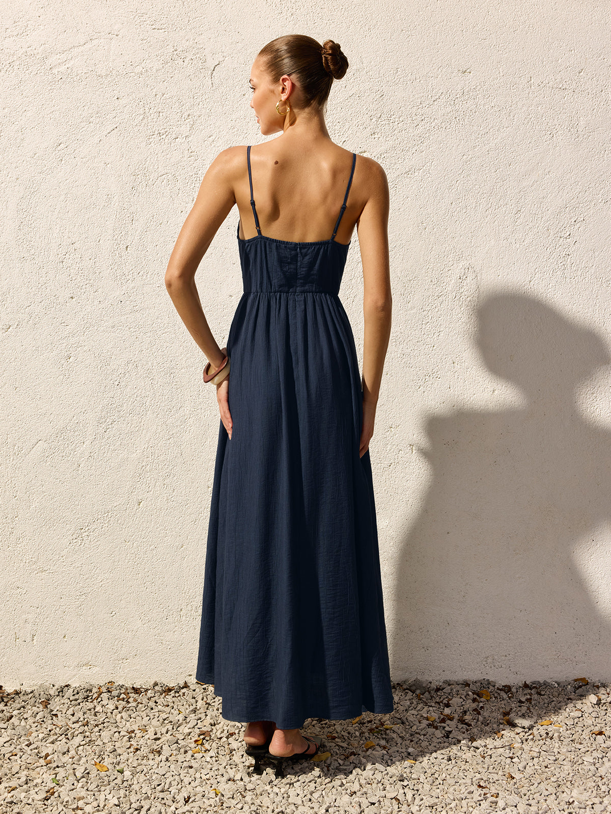 Cut Out Cami Maxi Dress with Side Slit and Adjustable Straps
