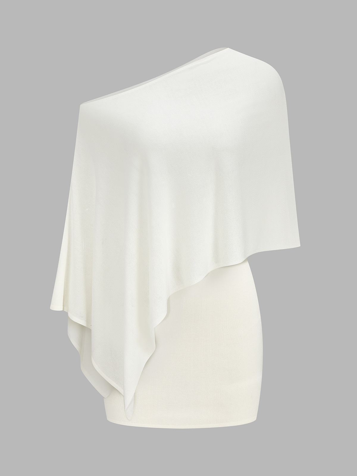 Asymmetric Knit Cape Top & Mini Skirt Set Stylish Women's Outfit